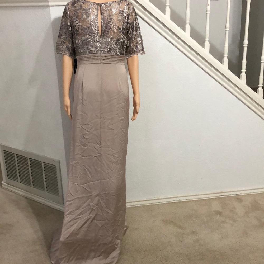Adrianna Papell Floral Sequin Embroider Drape Gown - Picture 7 of 9